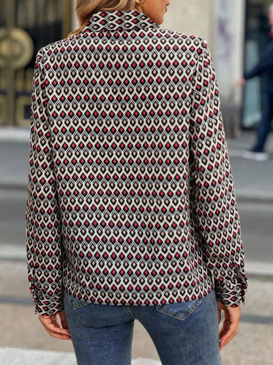 Camicia maniche lunghe e stampa geometrica - immagine 4