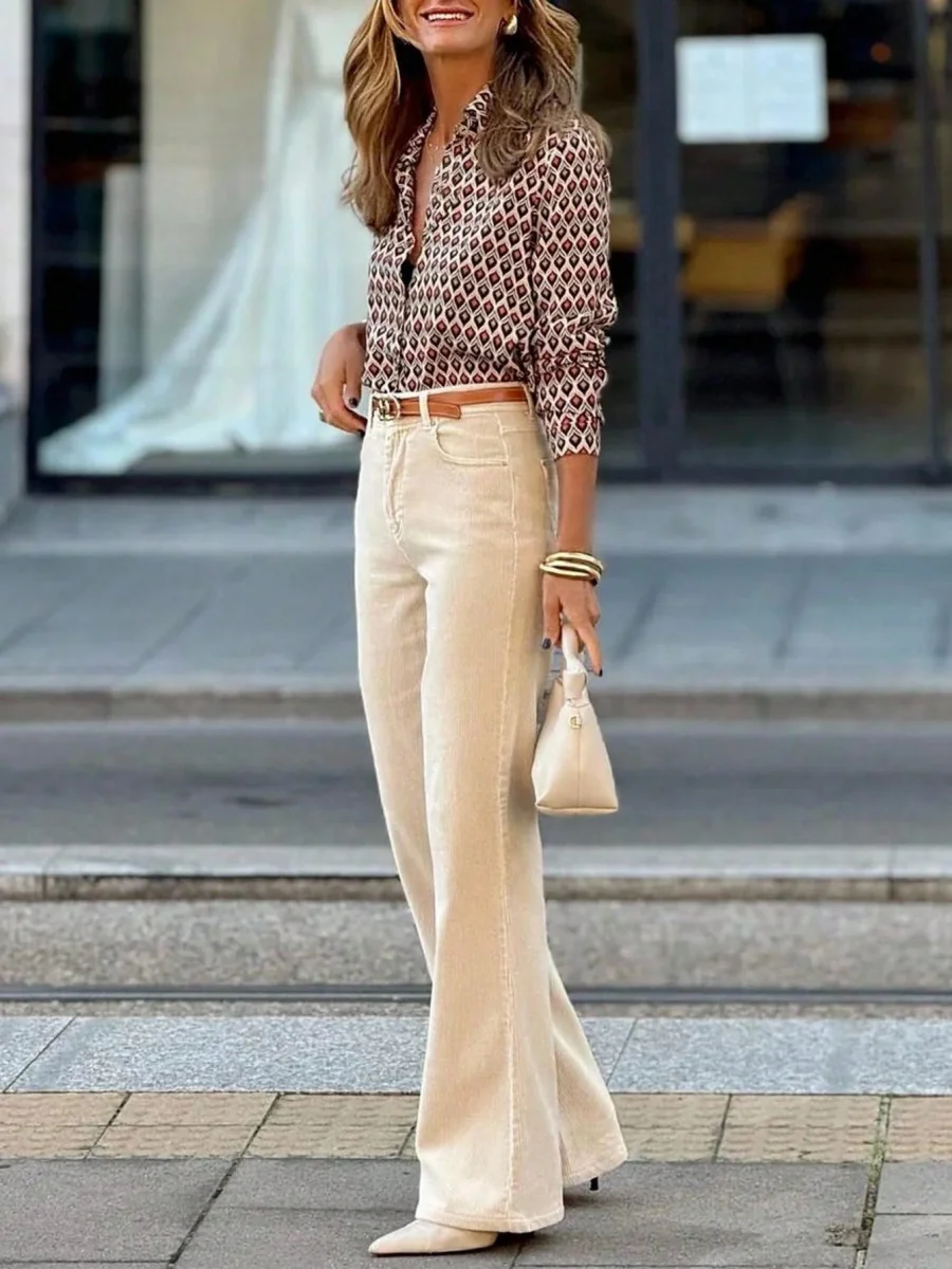 Camicia maniche lunghe e stampa geometrica - immagine 5