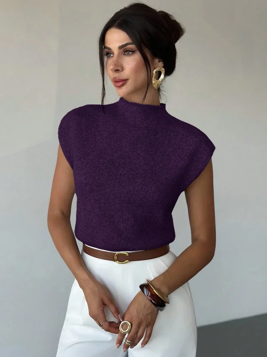 Top maglia smanicato collo alto - immagine 7