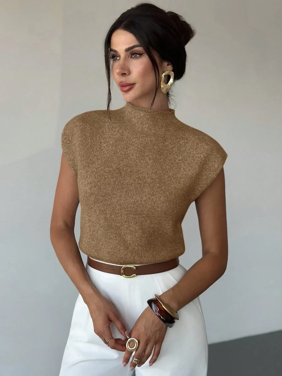 Top maglia smanicato collo alto - immagine 6