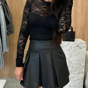 gonna ecopelle con pieghe