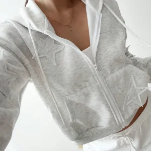 Felpa con zip applicazioni stelle