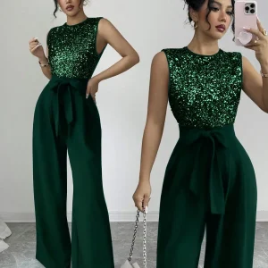 Tuta elegante paillettes e cintina