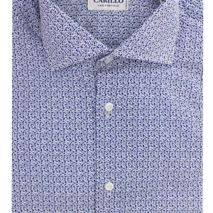 Camicia Uomo Fantasia Celeste Slim fit Elasticizzata