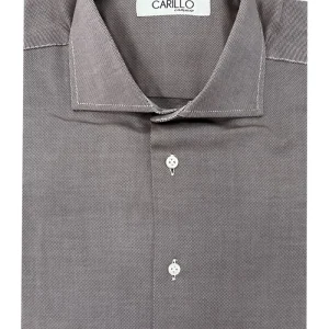 Camicia uomo slim fit nido d’ape fango in cotone 100%