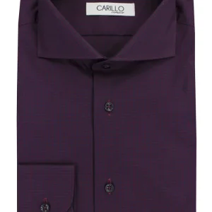 Camicia da uomo in cotone fantasia quadri collo francese extra slim
