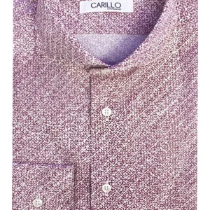 Camicia uomo regular cotone fantasia rombi bordeaux