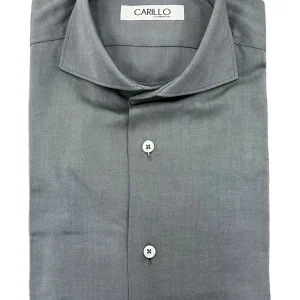 Camicia uomo slim effetto nido d ape micro collo francese