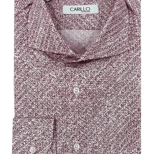 Camicia uomo slim cotone 100% fisso fantasia rombi bordeaux