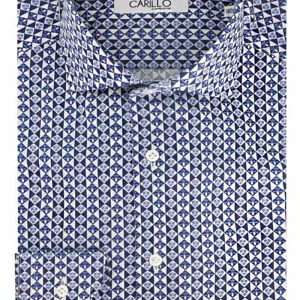 Camicia Uomo Elasticizzata Slim Fantasia Vietrese Blu
