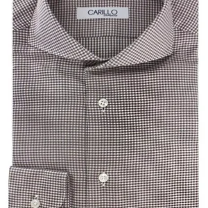 Camicia uomo regular 100% cotone collo francese fantasia microquadro