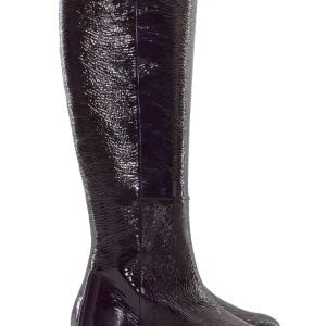 Stivale donna in vernice tacco basso oro