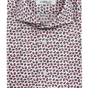 Camicia uomo in puro cotone fisso fantasia coccinelle rosse