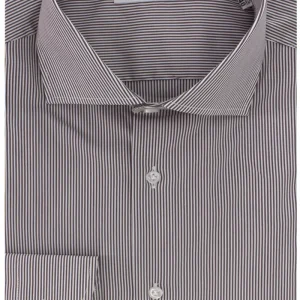 Camicia Uomo millerighe Slim fit in cotone Elasticizzata Collo semi francese Casual e Elegante