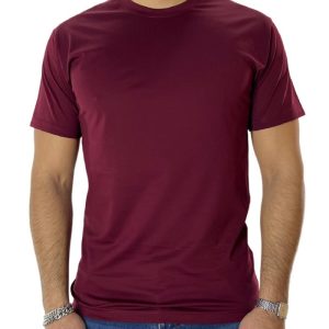 T-shirt da uomo bordeaux in cotone 100% Filo di scozia slim fit tinta unita Made In Italy