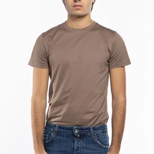 T-shirt da uomo Fango in cotone 100%  Filo di scozia slim fit tinta unita Made In Italy