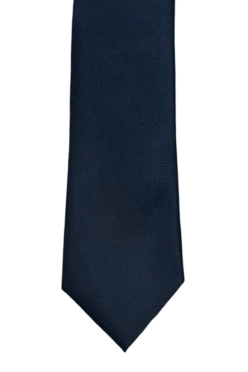 Cavatta uomo Blu 8cm da cerimonia elegante tinta unita effetto diamantato micro - immagine 2