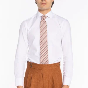 Cravatta uomo bordeaux fantasia righe diagonali bianche compresa di pochette abbinata