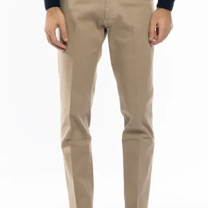 Jeans uomo beige tinta unita modello 5 tasche slim fit made in italy