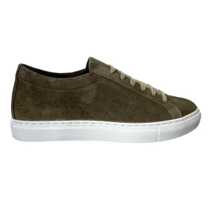 Sneakers uomo fango in camoscio con suola in gomma bianca made in italy