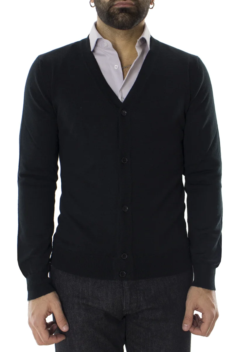 Cardigan uomo in lana merinos extra slim fit made in Italy 5 bottoni