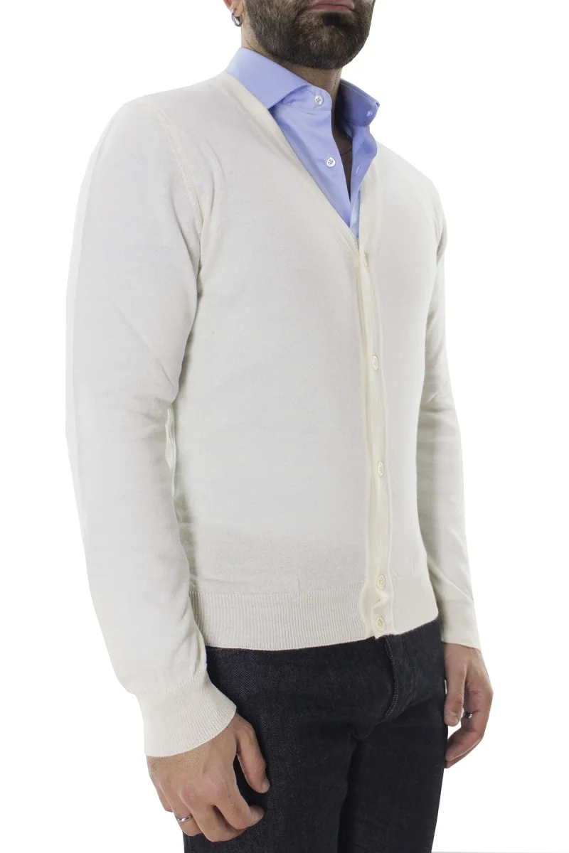 Cardigan uomo in lana merinos extra slim fit made in Italy 5 bottoni - immagine 3