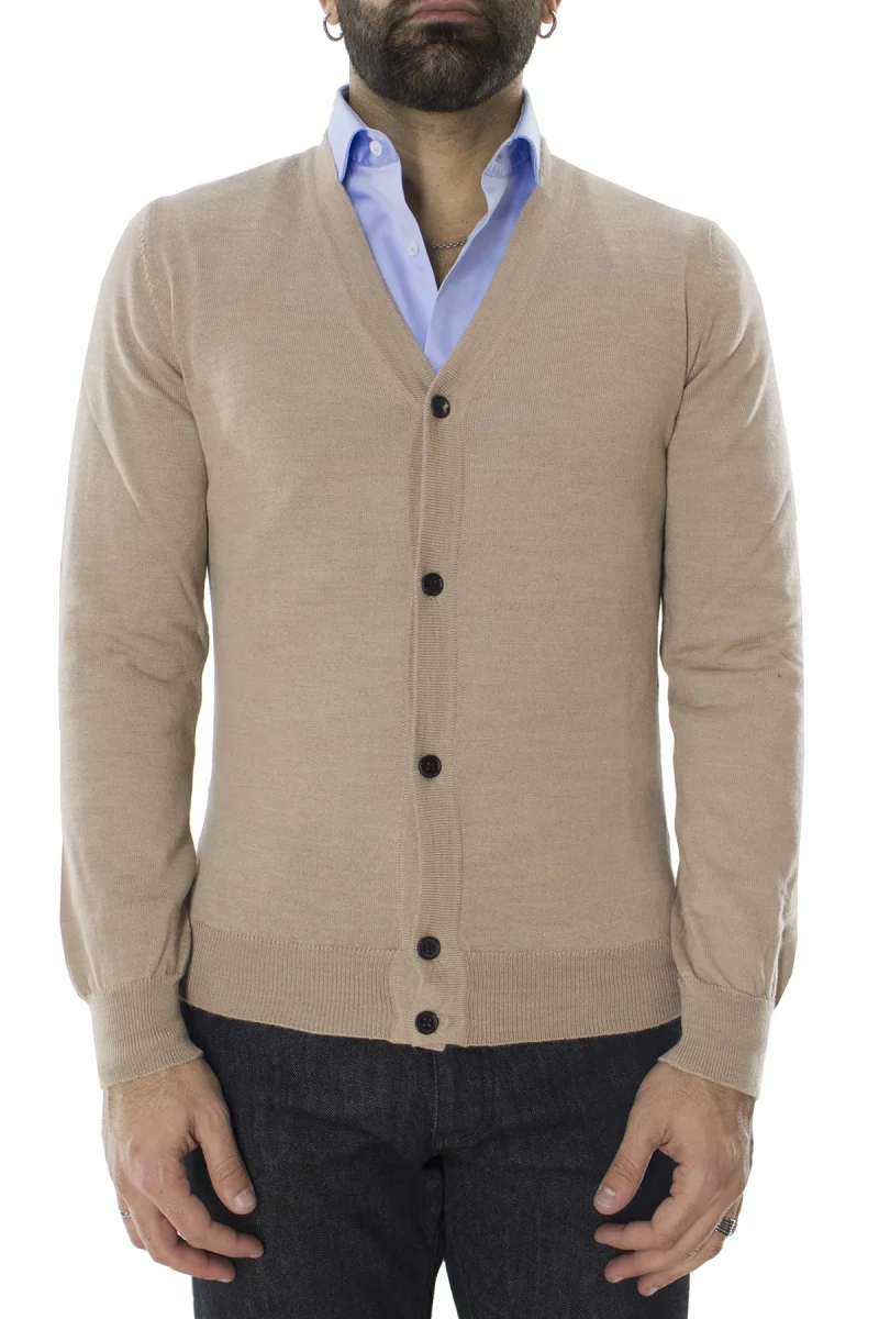 Cardigan uomo in lana merinos extra slim fit made in Italy 5 bottoni - immagine 6