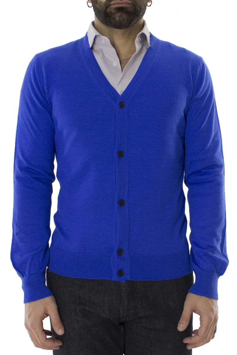 Cardigan uomo in lana merinos extra slim fit made in Italy 5 bottoni - immagine 7