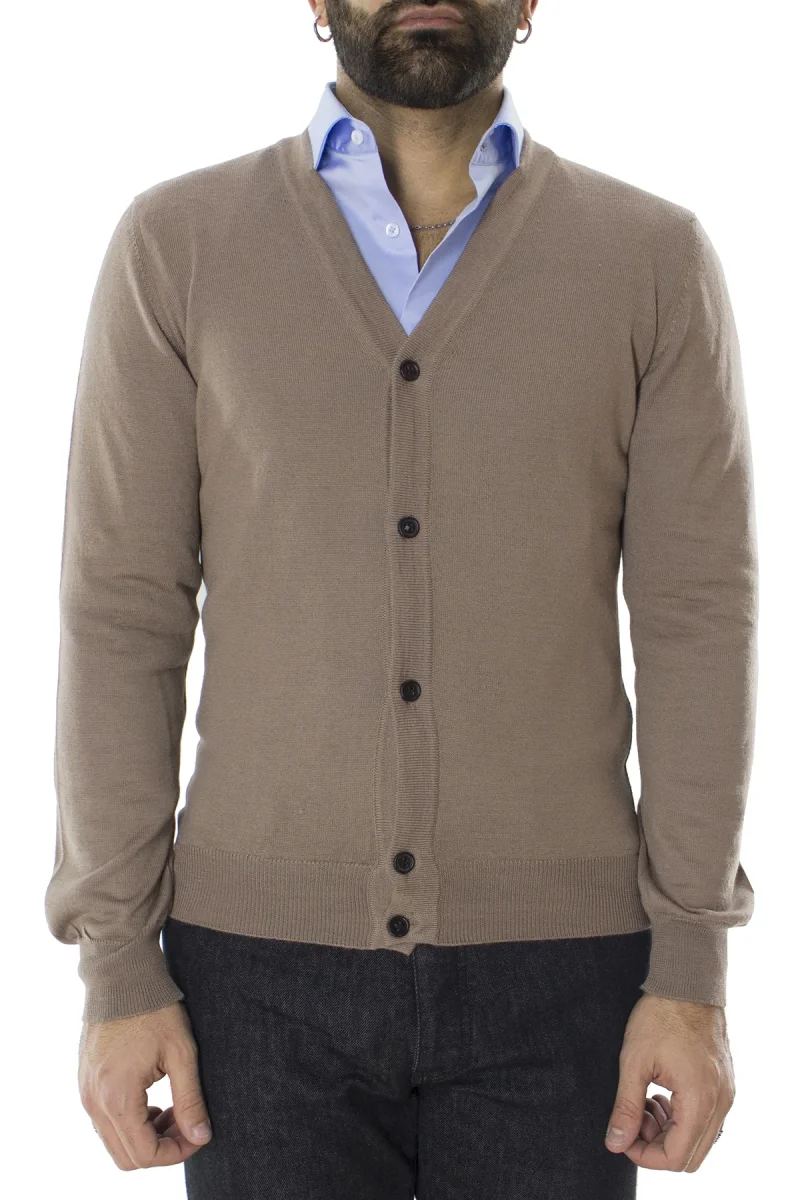 Cardigan uomo in lana merinos extra slim fit made in Italy 5 bottoni - immagine 8
