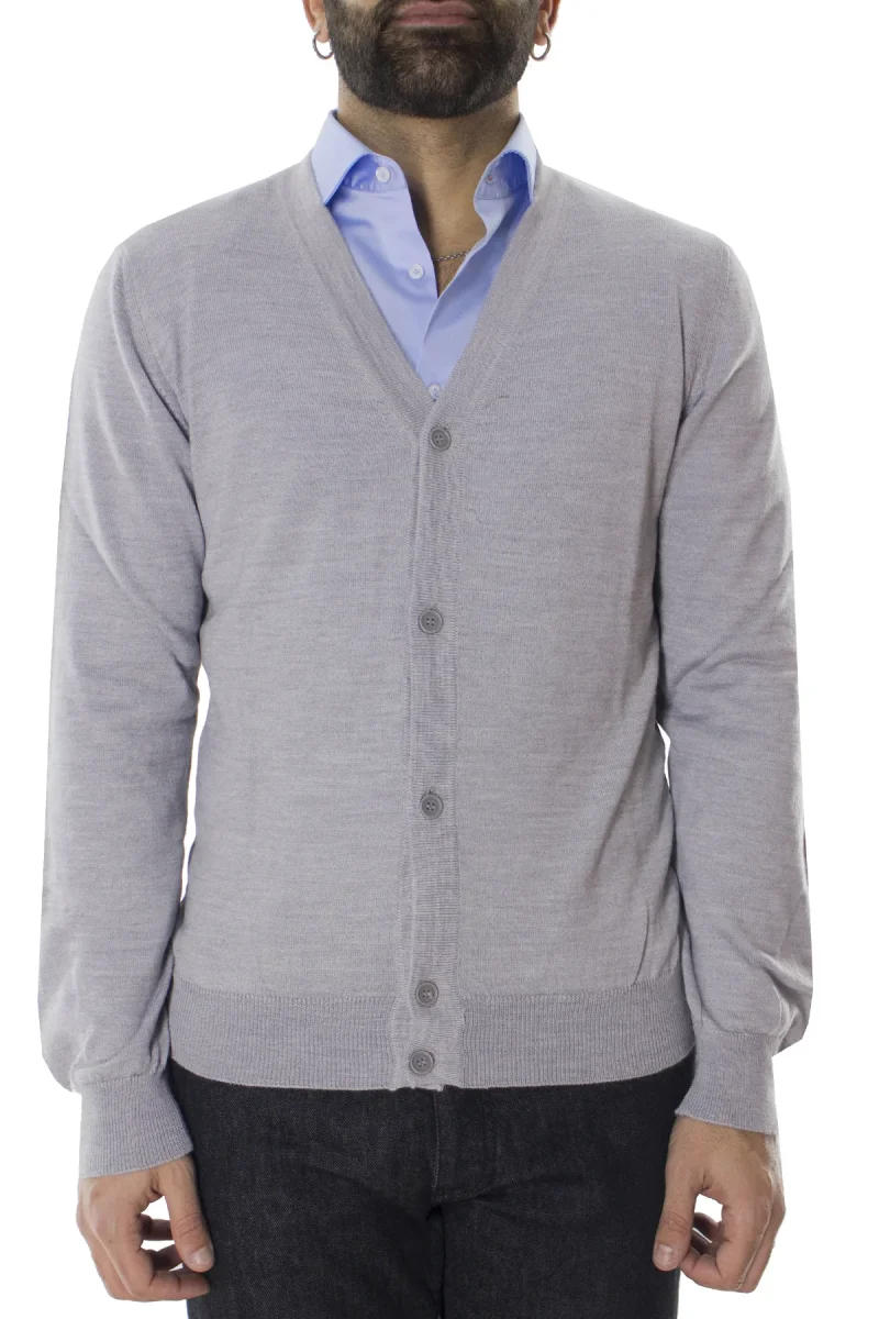 Cardigan uomo in lana merinos extra slim fit made in Italy 5 bottoni - immagine 9