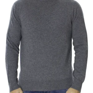 Maglione uomo Girocollo Grigio Scuro in puro cashmere 100% slim fit made in italy