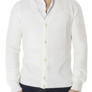 Cardigan uomo  in misto cashmere 5 bottoni slim fit made in Italy tinta unita