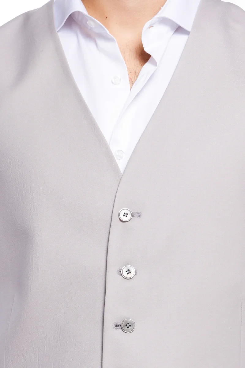 Gilet uomo monopetto grigio da cerimonia in fresco lana slim fit tessuto holland e sherry - immagine 5