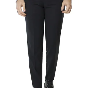 Pantalone uomo nero in fresco lana con tasche america orlo naturale