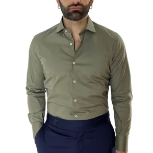 Camicia Uomo Slim Fit cotone elasticizzata Tinta unita sia Casual che Elegante