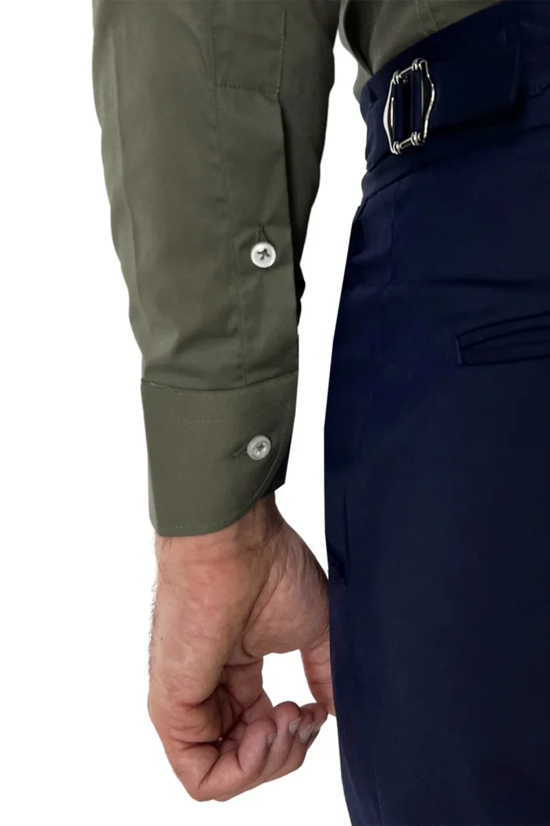 Camicia Uomo Slim Fit cotone elasticizzata Tinta unita sia Casual che Elegante - immagine 7