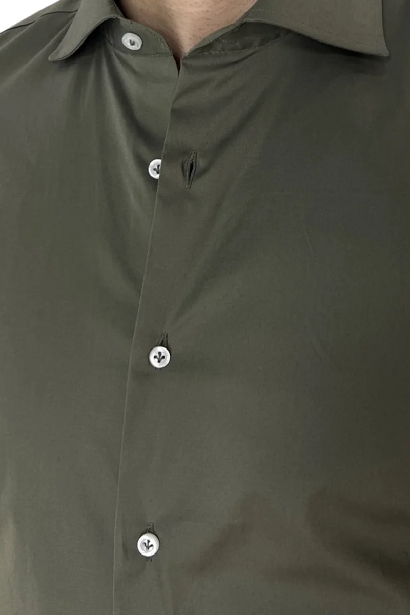 Camicia Uomo Slim Fit cotone elasticizzata Tinta unita sia Casual che Elegante - immagine 6