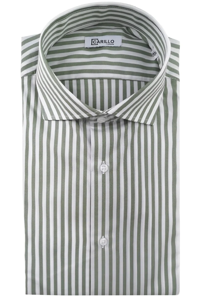 Camicia Uomo righe Larghe Slim fit Collo semi francese 100% cotone made in italy - immagine 8