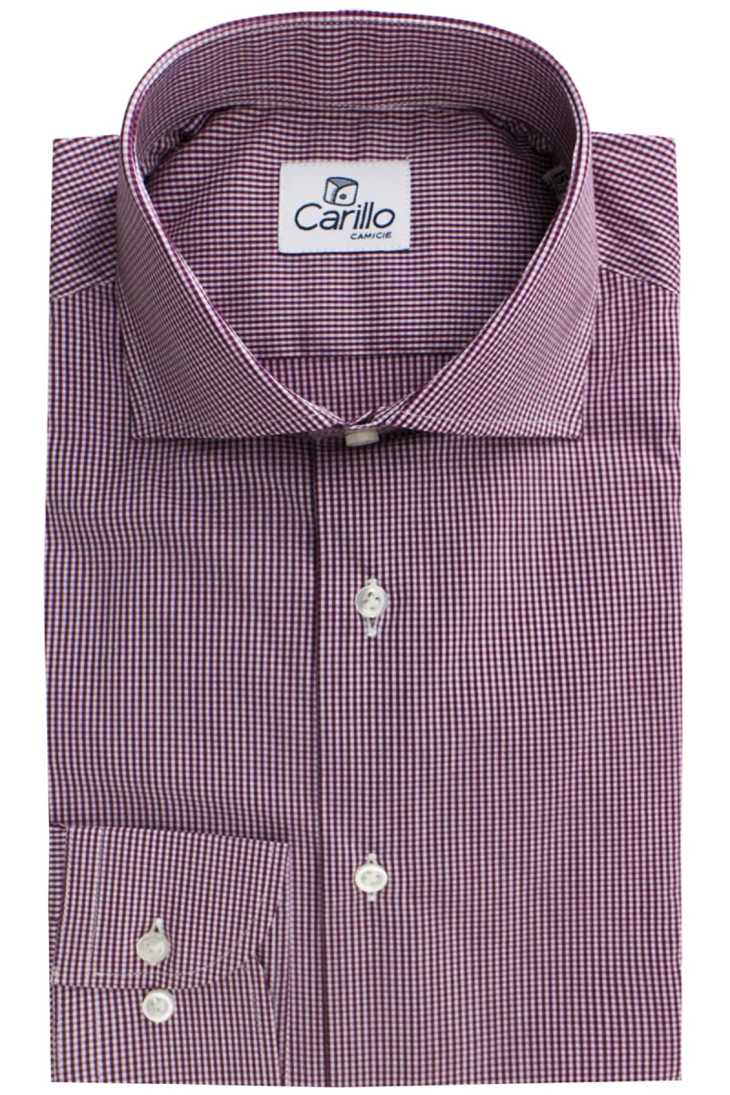 Camicia Uomo microquadro Slim Fit Collo semi francese cotone Elasticizzata casual e elegante - immagine 8