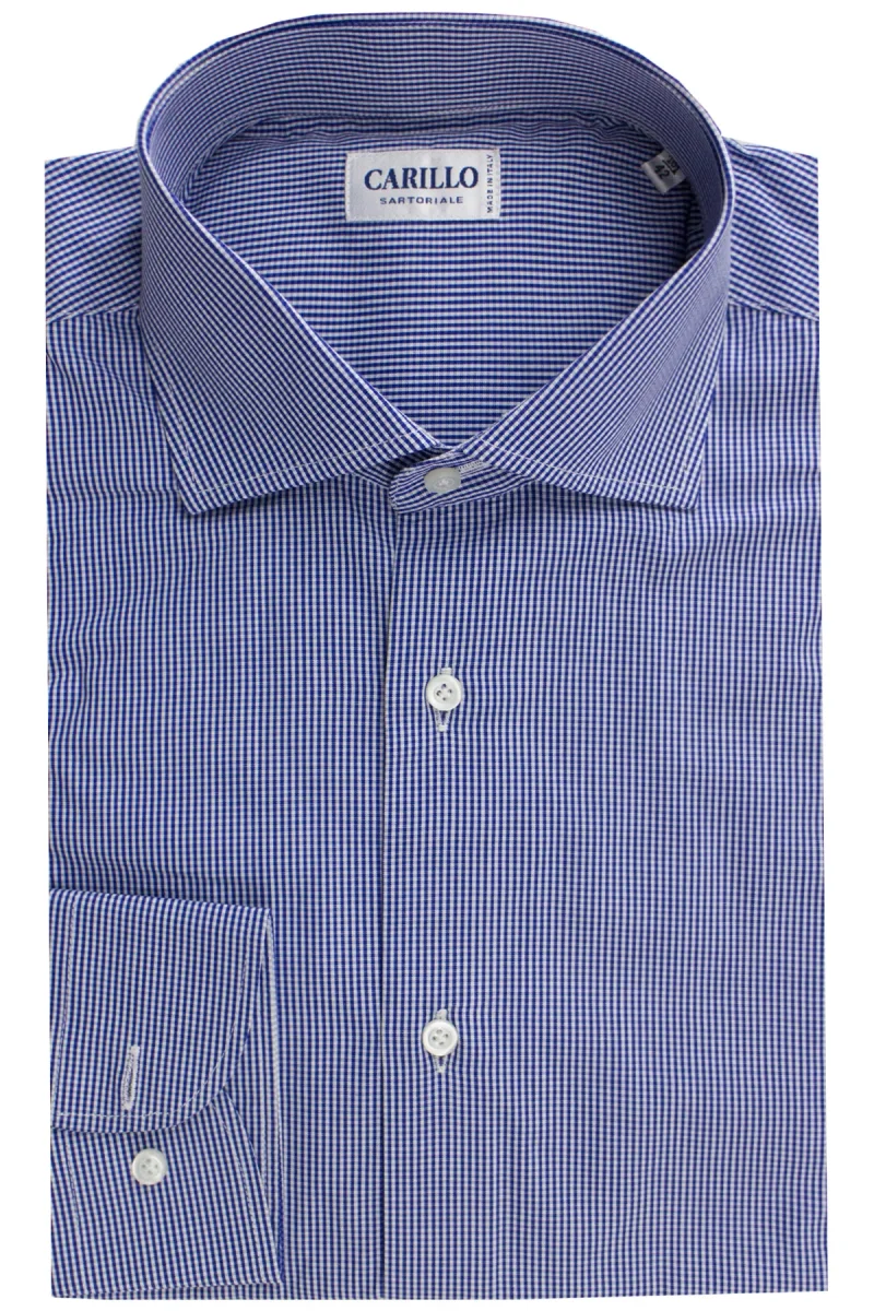 Camicia Uomo microquadro Slim Fit Collo semi francese cotone Elasticizzata casual e elegante - immagine 9