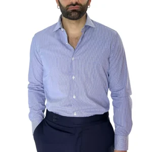 Camicia Uomo millerighe Regular fit Elasticizzata Collo semi francese sia Casual che Elegante