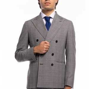 Abito uomo doppiopetto grigia fantasia principe di galles in fresco lana 120’s Holland & Sherry