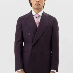 Giacca uomo doppiopetto viola in fresco lana 120’s Holland & Sherry