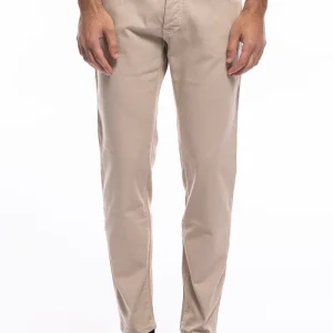 Jeans uomo beige tinta unita modello 5 tasche slim fit estivo made in italy