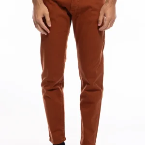 Jeans uomo arancio tinta unita modello 5 tasche slim fit estivo made in italy