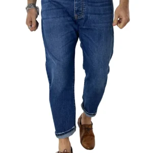 Jeans da uomo con sfumature bianche modello 5 tasche regular fit made in italy