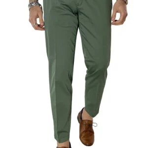 Pantalone uomo verde in Cotone  tasca america leggermente elastico estivo
