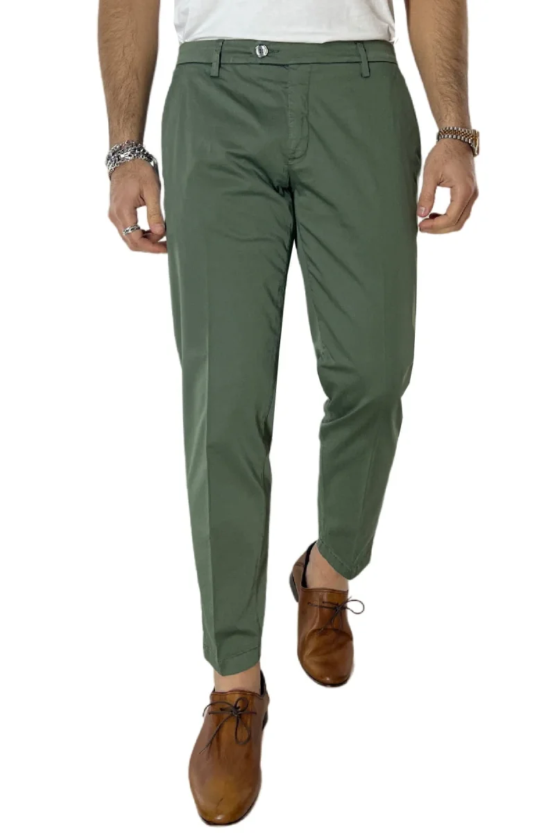 Pantalone uomo verde in Cotone tasca america leggermente elastico estivo - immagine 2