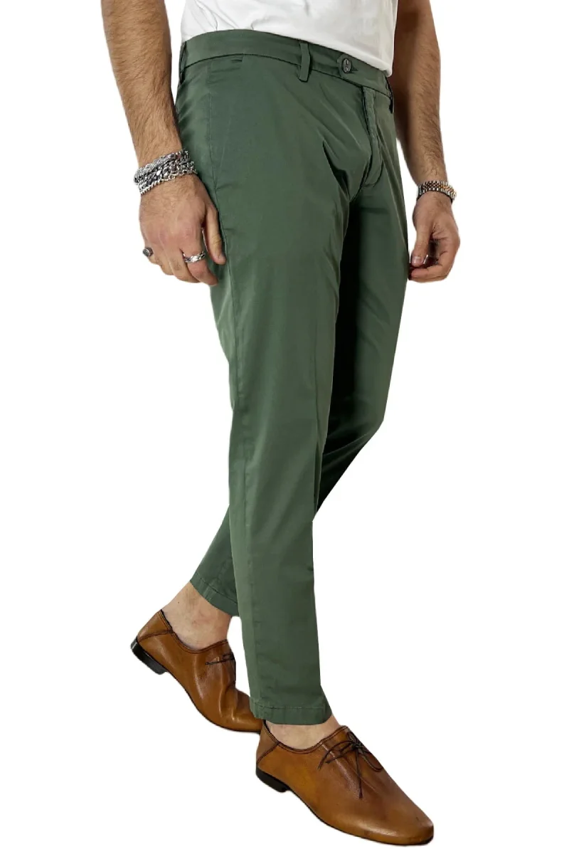 Pantalone uomo verde in Cotone tasca america leggermente elastico estivo - immagine 3