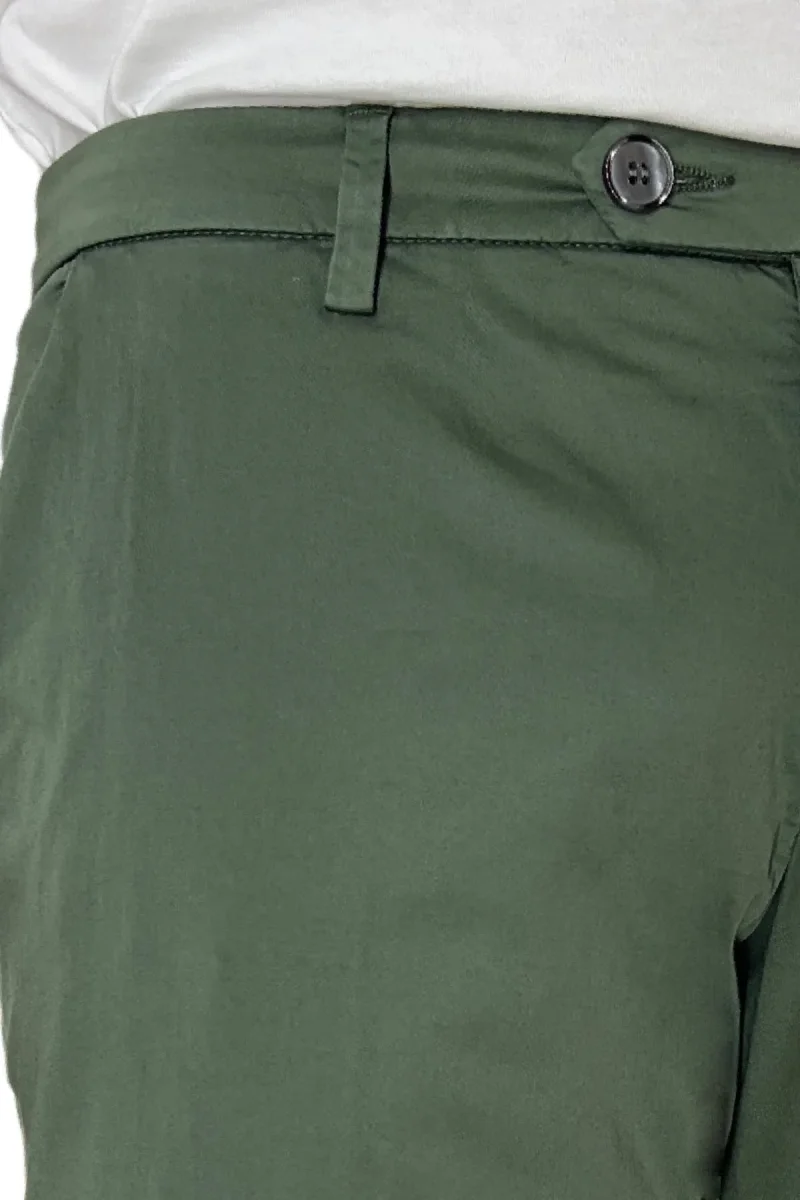 Pantalone uomo verde in Cotone tasca america leggermente elastico estivo - immagine 5